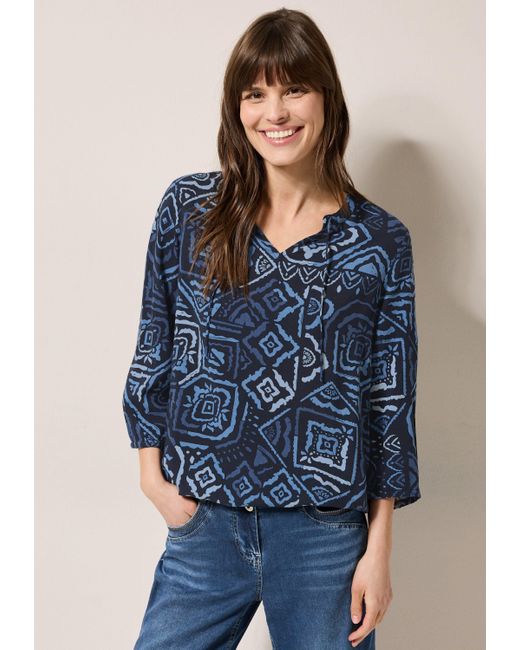 Cecil Blue Shirtbluse aus softer Viskose