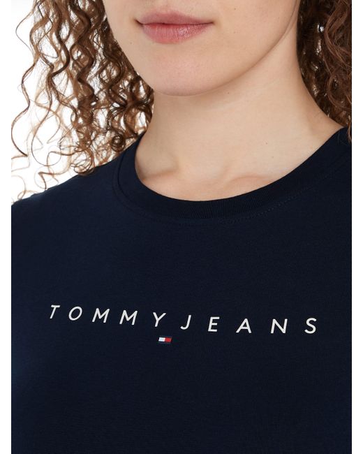 Tommy Hilfiger Blue Kurzarmshirt TJW SLIM TEE EXT mit Linear Logo-Schriftzug