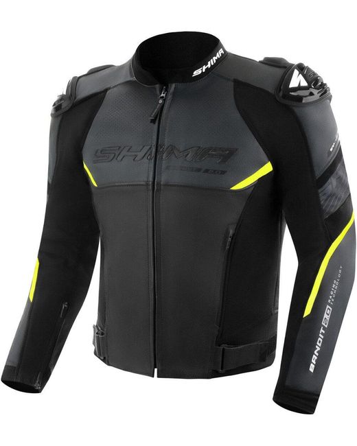 Shima Motorradjacke Bandit 2.0 perforierte Motorrad Lederjacke in Black für Herren