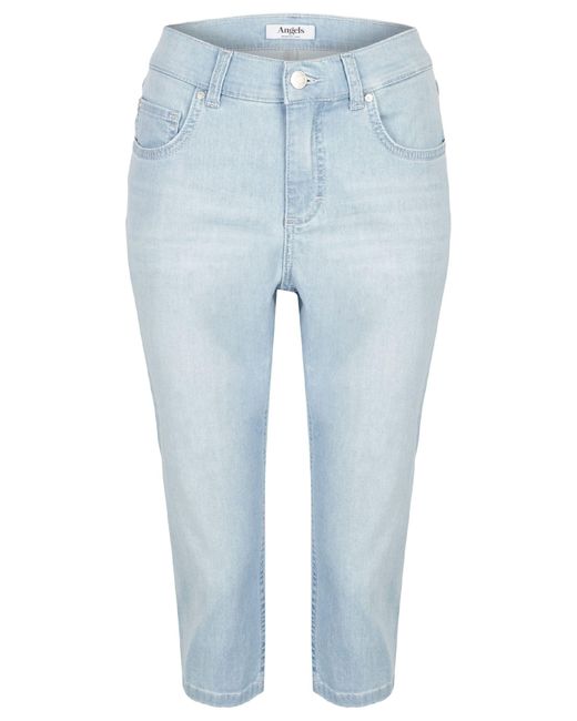 ANGELS Blue Slim-fit- Capri-Jeans Anacapri im Used-Look mit Label-Applikationen
