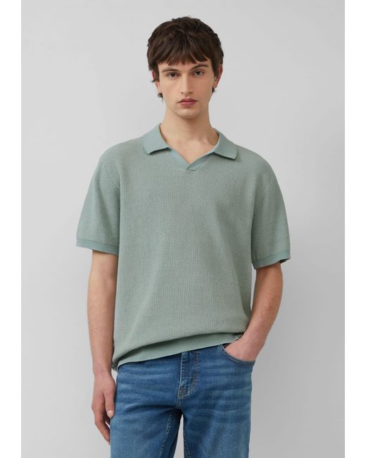 QS Strickpullover Melierter Strick-Polo mit Strukturoptik in Green für Herren