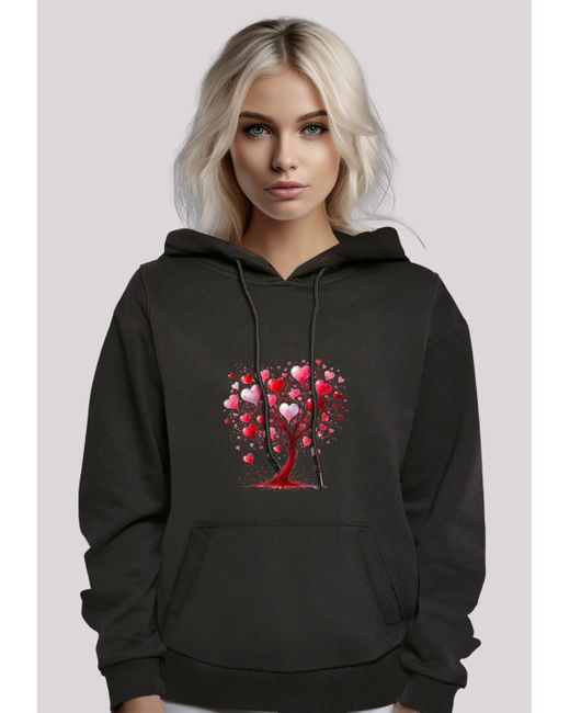 F4NT4STIC Black Kapuzenpullover Herz Baum Aquarell Druck Premium Qualität