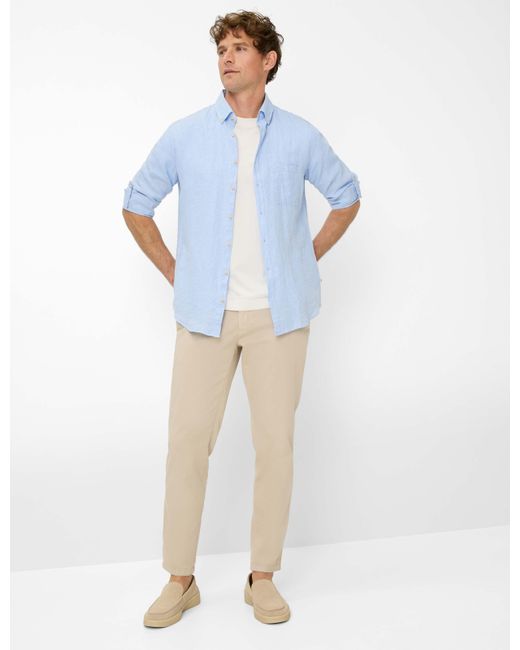 Brax Leinenhemd Style DIRK in Blue für Herren