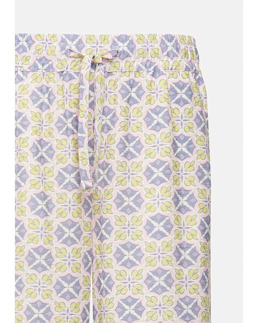 comma casual identity White Stoffhose Leichte Hose aus Viskosemix mit All-over-Print und Elastikbund