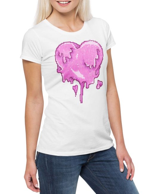 Urban Backwoods White Print- Melting Heart T-Shirt Herz Love Liebe Gamer Gaming