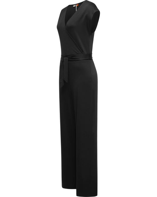 Ragwear Black Jumpsuit Goldea Langer Overall mit Bindegürtel