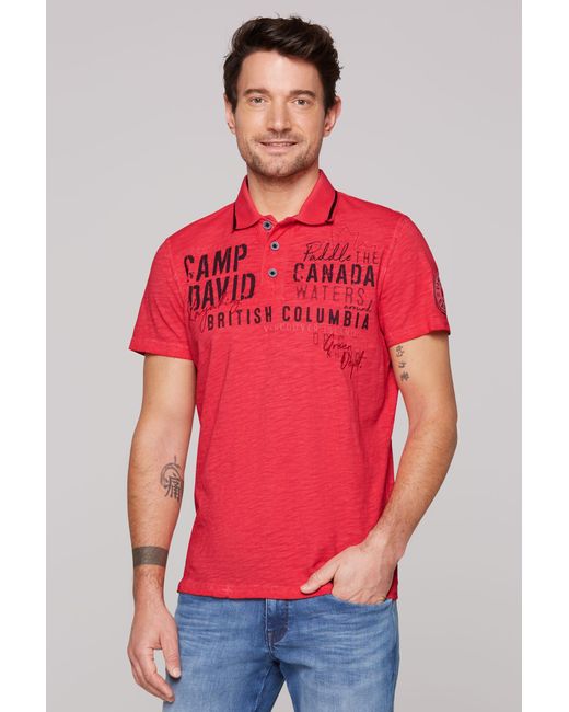Camp David Poloshirt aus Baumwolle in Red für Herren