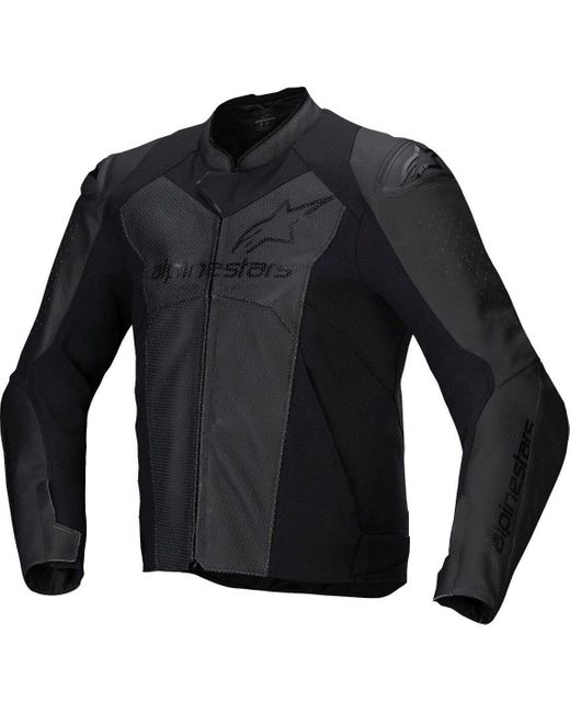 Alpinestars Motorradjacke Faster V3 Airflow perforierte Motorrad Leder-/Textiljacke Perforiert in Black für Herren