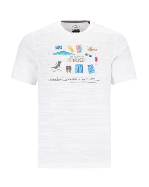 Hajo Rundhals-T-Shirt in Flammengarn in White für Herren