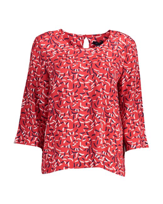 Gant Red Strickpullover Eleer Roter pullover mit 3/4-Ärmeln & Knopfdetail