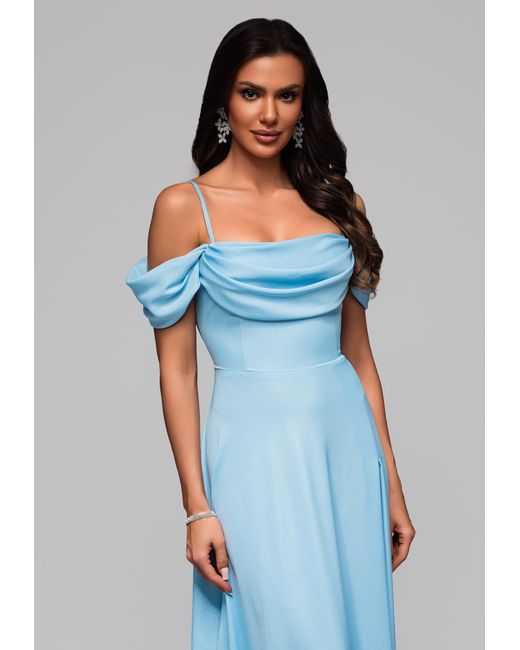 Ombre Blue Elegantes Off-Shoulder Abendkleid