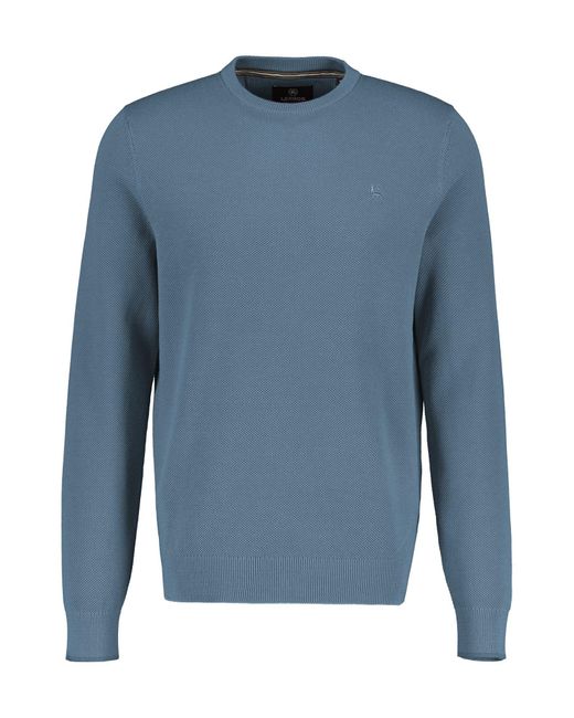 Lerros Leichter Strickpullover mit schmaler Rippstruktur in Blue für Herren