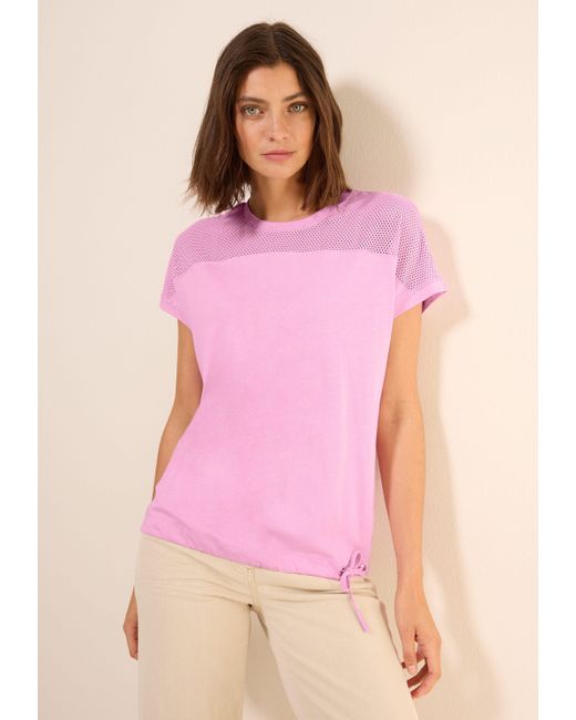 Cecil Pink T-Shirt mit Tunnelzug am Saum