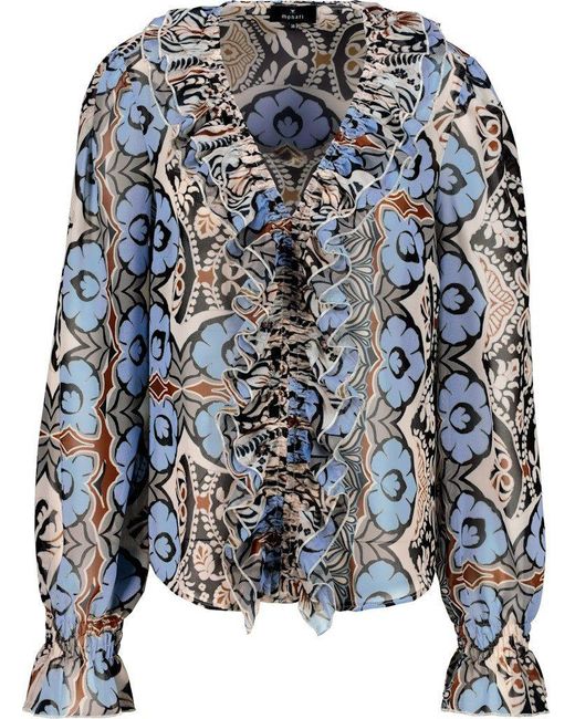Monari Blue Blusenshirt Bluse mit Ornamentmuster schwarz gemustert