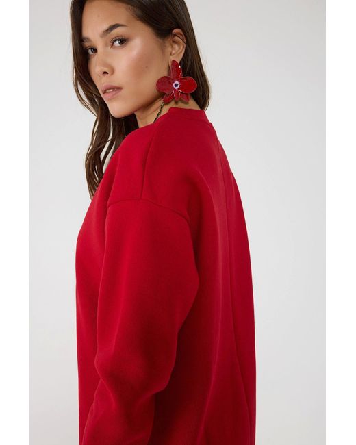 No Matter What Red Minikleid Baumwoll-Sweatshirt-Kleid Tunika