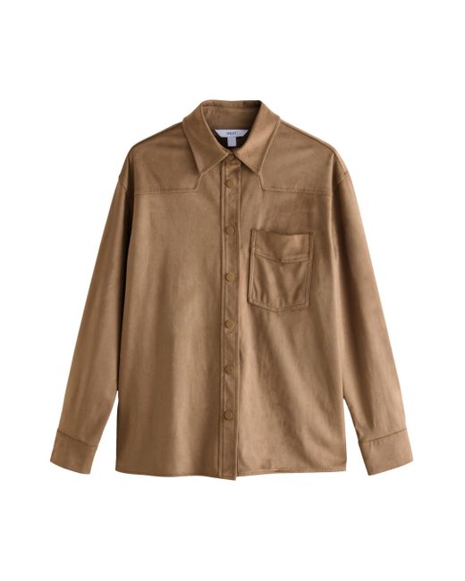 Next Brown Hemdjacke Hemd aus Velourslederimitat (1-St)