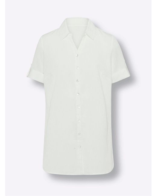 Sieh an! White Klassische Bluse Longbluse