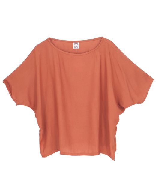 Guru-Shop Orange Longbluse Weites Boho Blusentop mit Fledermausärmeln,.. alternative Bekleidung