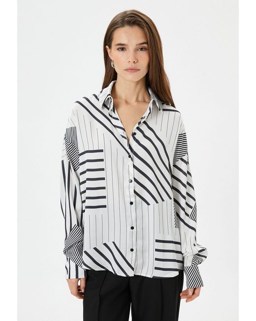 Koton White Langarmshirt Langärmelig Regular Shirt