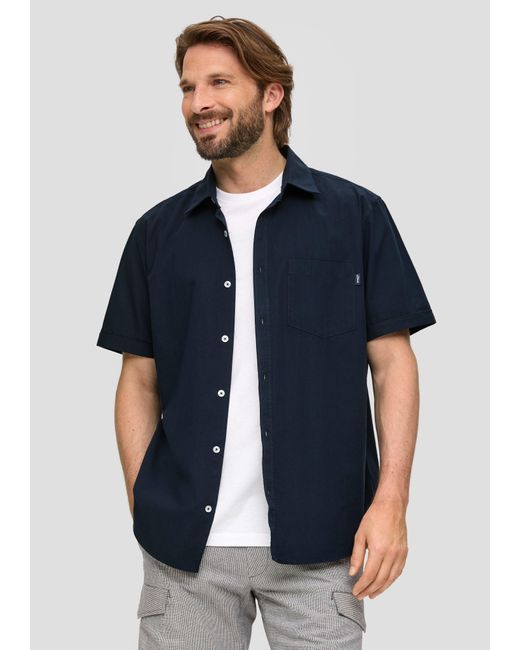 S.oliver Kurzarmhemd Baumwollhemd mit Musterstruktur in Blue für Herren