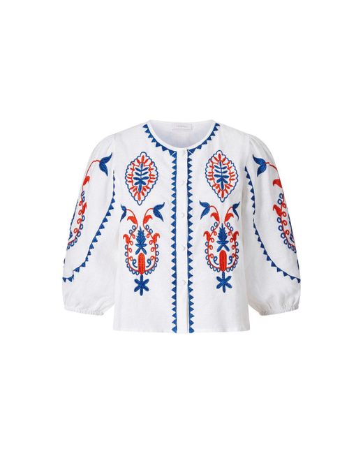 Rich & Royal Blusenshirt embroidery blouse, azzure blue