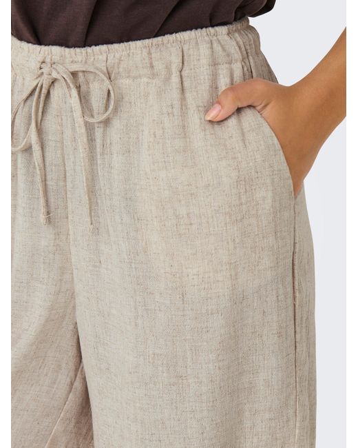 ONLY Natural ONLSIESTA MW PULL-UP LINEN BL SHORTS OS mit Leinen