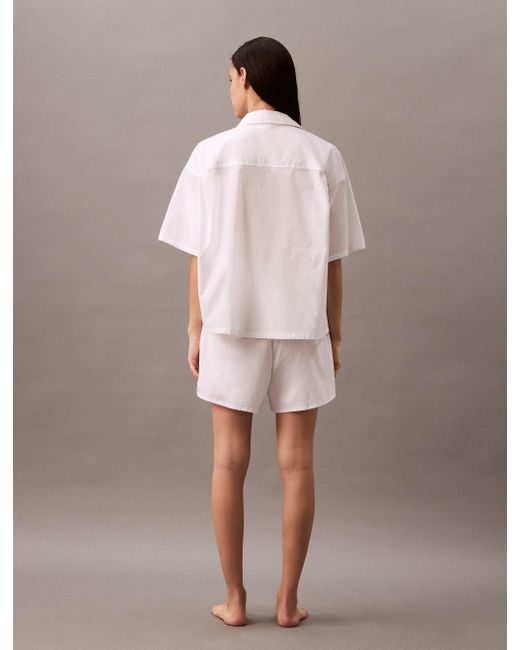 Calvin Klein White Schlafshorts WB POPLIN SHORT mit Logo