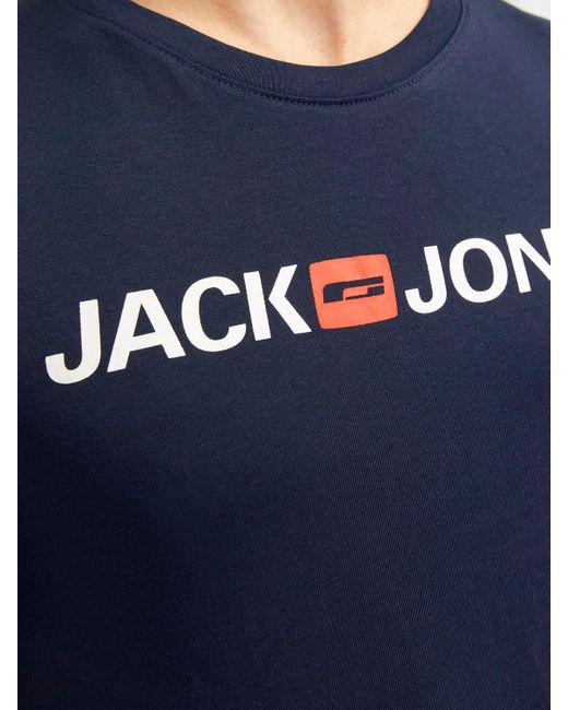 Jack & Jones T-Shirt Basic LOGO TEE CREW NECK im 4er Pack in Blue für Herren