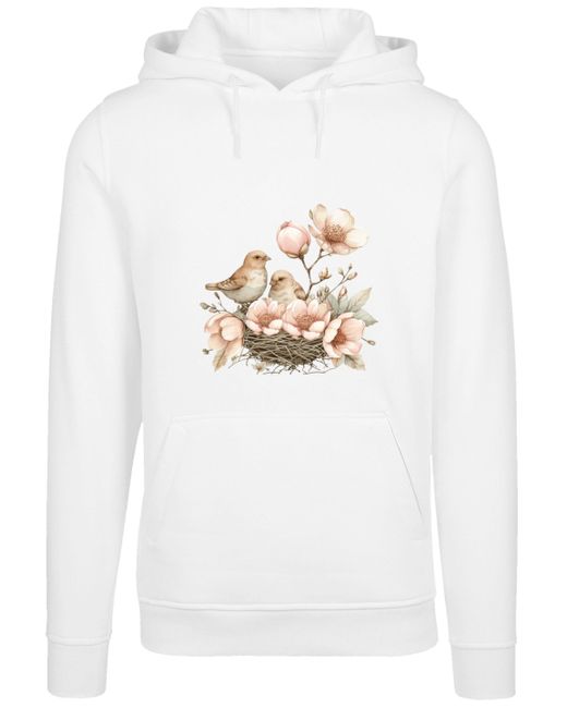 F4NT4STIC White Kapuzenpullover Vogelnest Blumen Premium Qualität