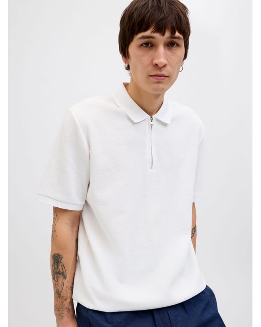 Jack & Jones Poloshirt JJEAUSTIN ZIP POLO SS NOOS in White für Herren