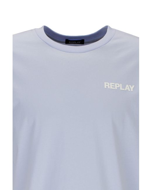 Replay T-Shirt Rundhalsshirt mit Logoschriftzug in Blau für Herren | Lyst DE | T-Shirts