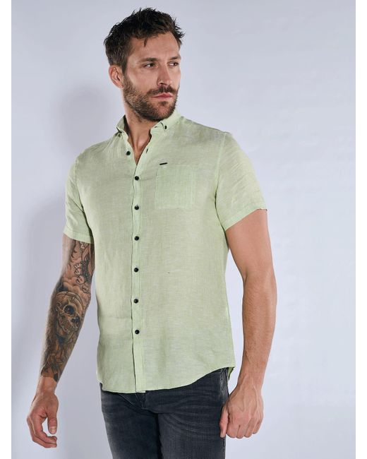 emilio adani Kurzarmhemd Kurzarm-Hemd aus Leinen in Green für Herren