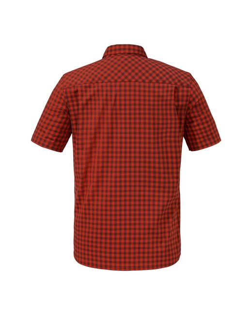 Schoeffel Outdoorhemd Hemd Trattberg SH M mit gesticktem Markenlogo auf Brust und Oberarm in Red für Herren