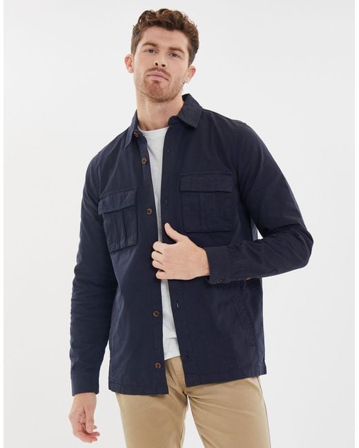 Threadbare Langarmhemd (1-tlg) mit praktischen Brusttaschen in Blue für Herren