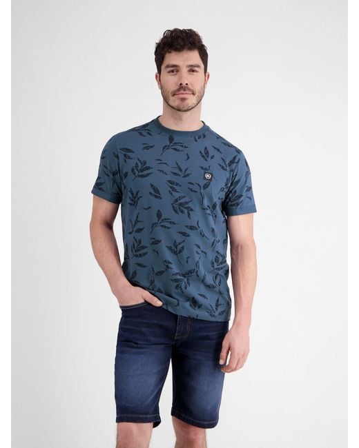 Lerros T-Shirt mit floralem Print in Blue für Herren