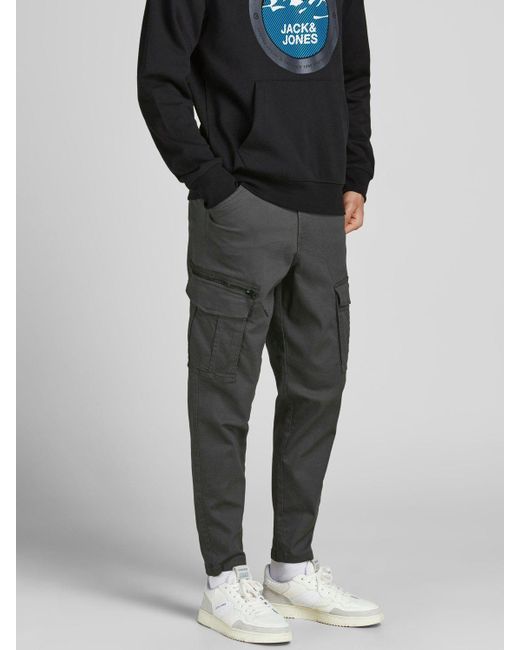 Jack & Jones Cargohose Chino Cargo Hose JPSTACE JJDEX Work Style Pants 3771 in Grau in Black für Herren