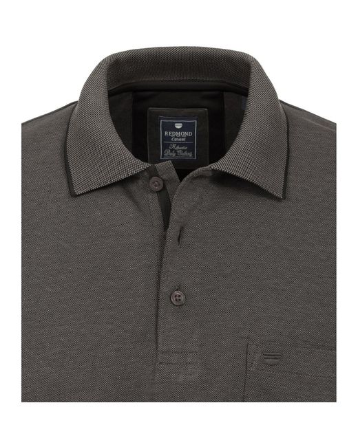 Redmond Große Größen Langarm-Poloshirt grau melange "Wash & Wear" in Gray für Herren