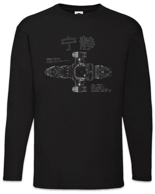 Urban Backwoods Langarmshirt Blueprint Langarm T-Shirt Firefly Bronze Ship I Am Leaf Wind in Black für Herren