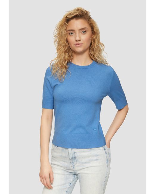 S.oliver Blue Kurzärmeliger Strickpullover aus Viskosemix Logo