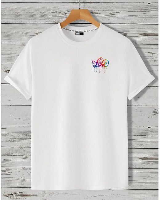 Rmk T- Shirt kurzarm Rundhals Basic Liebe mit "Love" Print aus Baumwolle in White für Herren