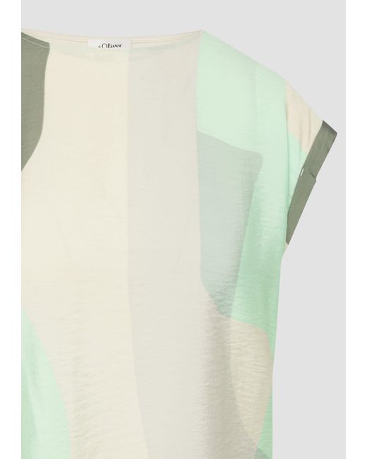 S.oliver White Shirttop T-Shirt im Fabricmix mit vorderseitigem Print