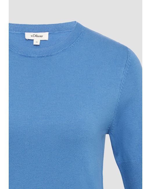 S.oliver Blue Kurzärmeliger Strickpullover aus Viskosemix Logo