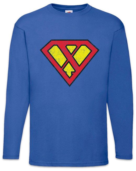 Urban Backwoods Langarmshirt Super X Langarm T-Shirt Buchstabe Initialen Vorname Nachname Man in Blue für Herren