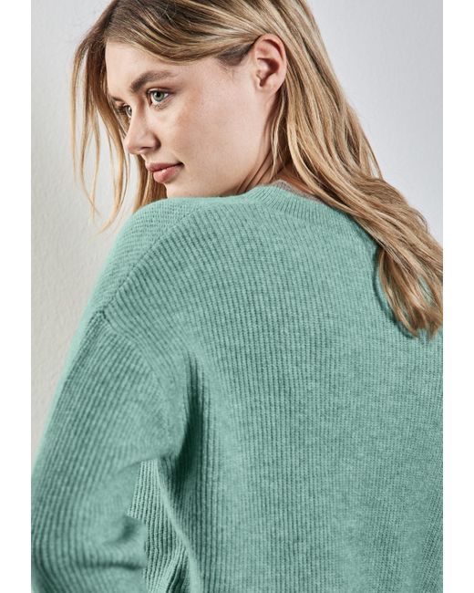 Street One Green Steppweste Pullover mit V-Ausschnitt