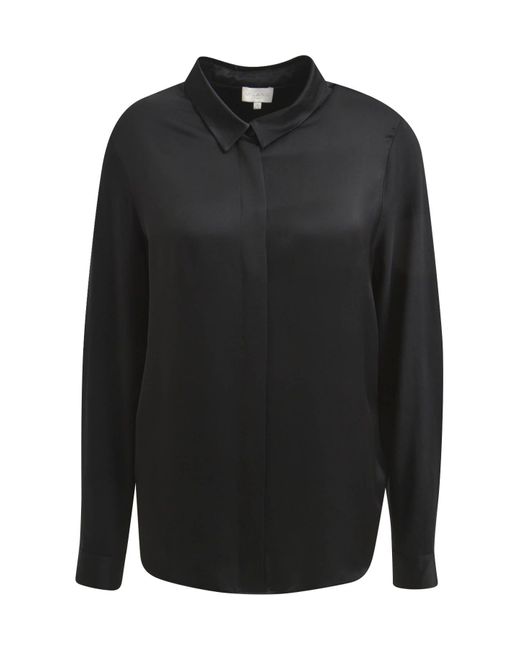 Milano Italy Black Blusentop BLOUSE WITH COLLAR, PLACKET AND /1