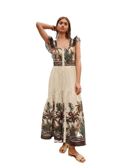 Next White Boho-Maxikleid mit Flatterärmeln, Kurzgröße (1-tlg)
