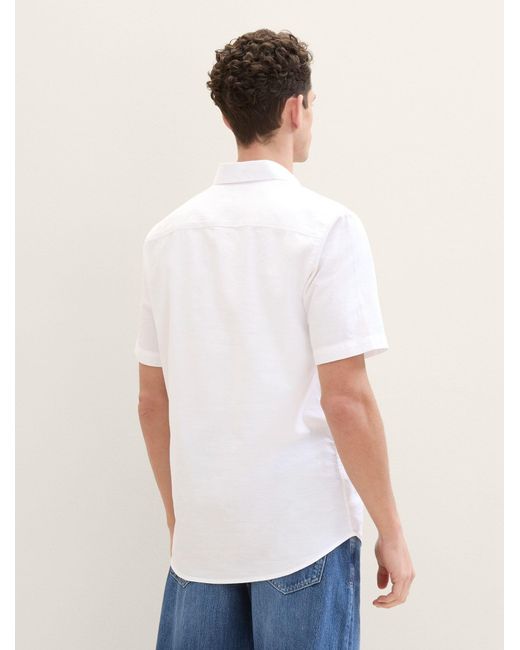 Tom Tailor Langarmhemd Kurzarmhemd mit Brusttasche in White für Herren