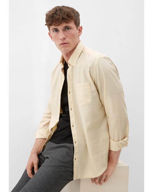 S.oliver Langarmhemd Regular: Hemd in Chambray-Qualität in Natural für Herren