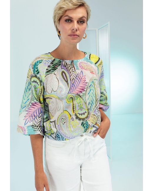 Bianca Blue Druckbluse RANA in sommerlichen Allover-Print