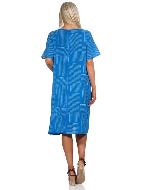 Mississhop Blue Sommerkleid Baumwollkleid 100 % Baumwolle Casual Shirtkleid Strandkleid M.377